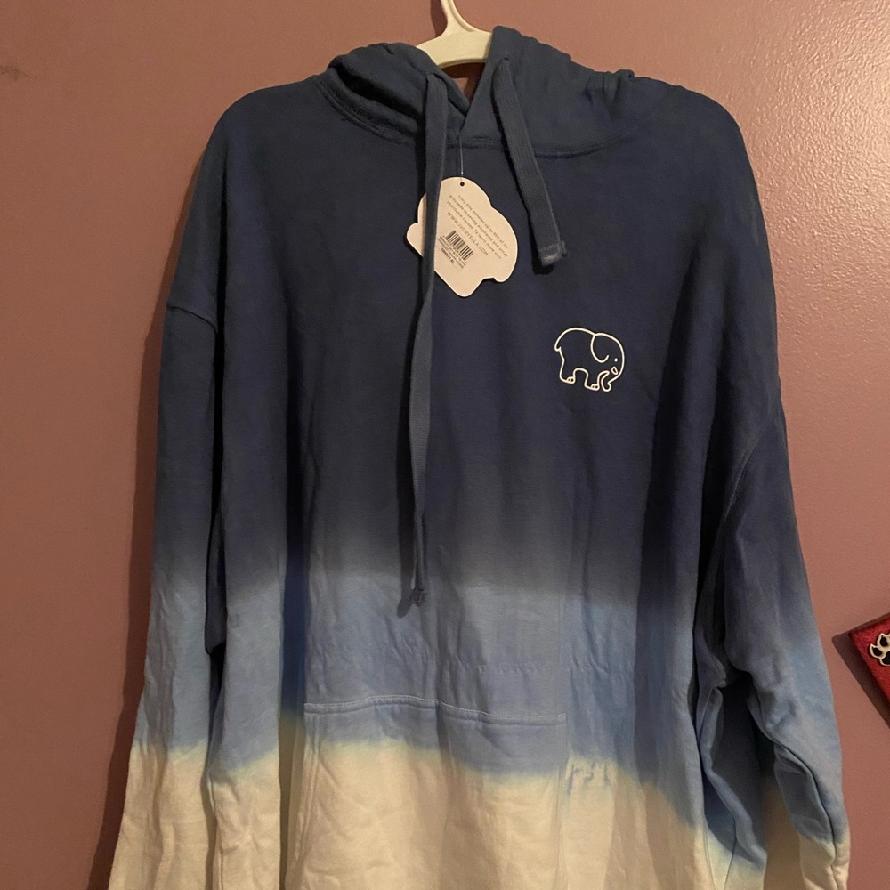 Blue Ombré Tie Dye Oversized Raglan Hoodie